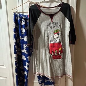 Snoopy Nightshirt and Fleece Pants